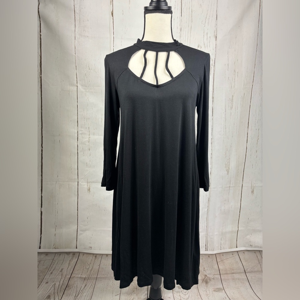 Entro Gothic Midi Dress Black Stretch